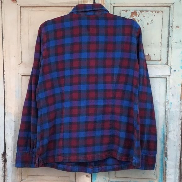 Patagonia W’s Size 14 J Ford Flannel Button Down Shirt Blue Red Maroon Paint - Picture 6 of 7